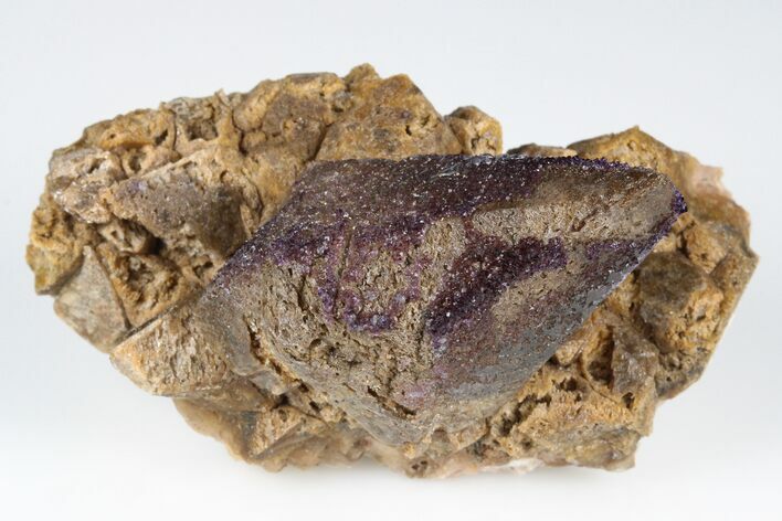 Calcite Crystal Coated With Purple (Yttrofluorite?) Fluorite #177585